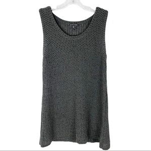 Eileen Fisher gray sleeveless fish knit sweater top size S. Perfect condition.